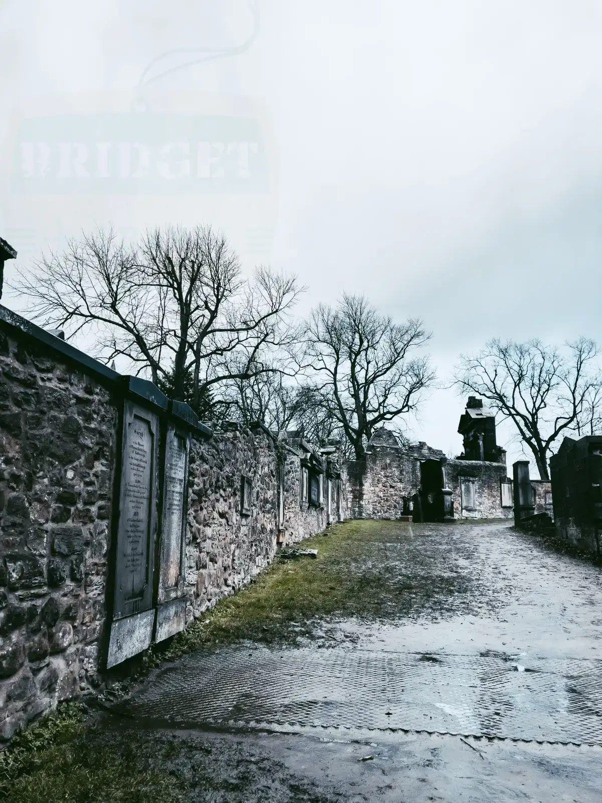 Greyfriars Kirkyard, Edynburg, Szkocja. Alejka cmentarna.